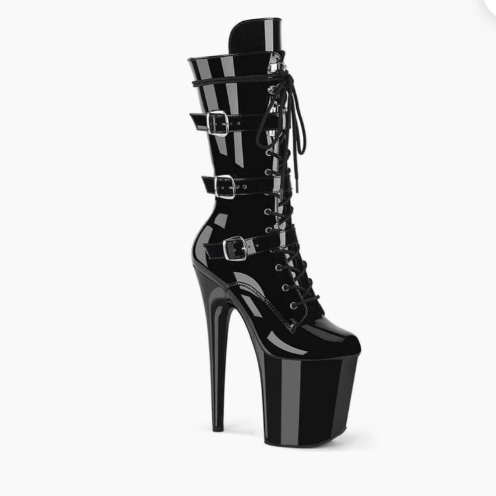New In box (NIB) Platform Lace-Up Boots Pleaser 8 Inch Size 10  Flamingo-1053